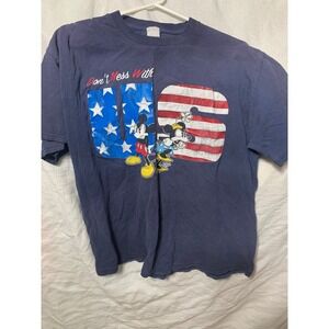 Disney Mickey Minnie Mouse USA Patriotic Navy Blue Graphic T-Shirt Mens L